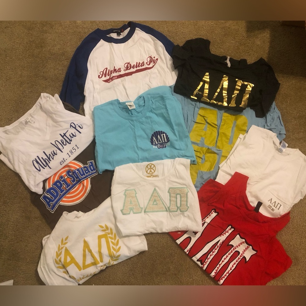 10 Alpha Delta Pi (APDi) Sorority shirts, all size medium, bundle